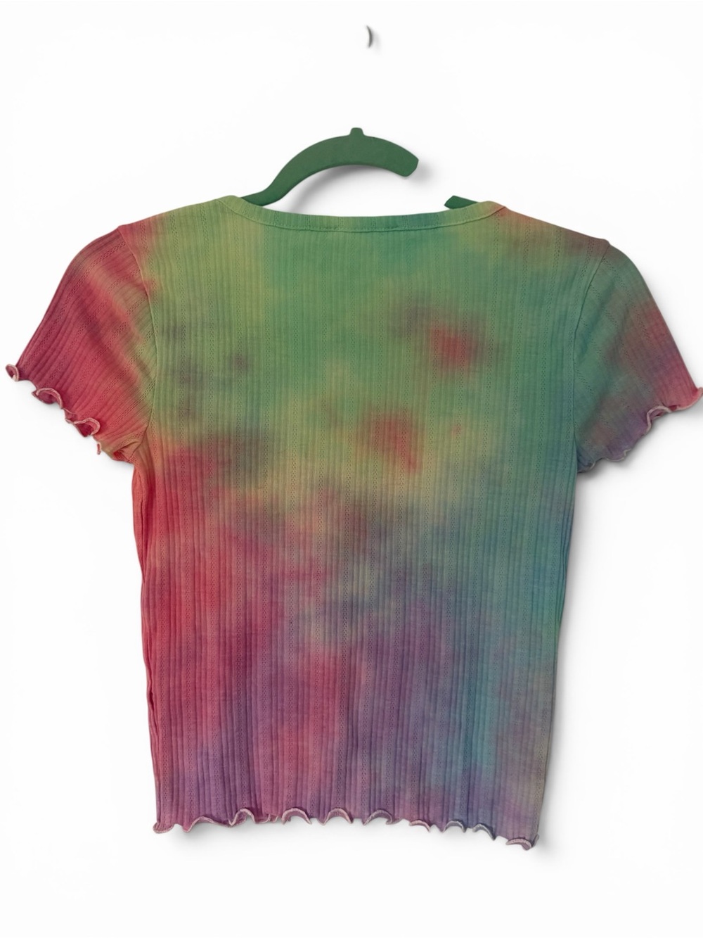 Tie-Dye Ribbed Button-Front Crop Top - Picture 5 of 6